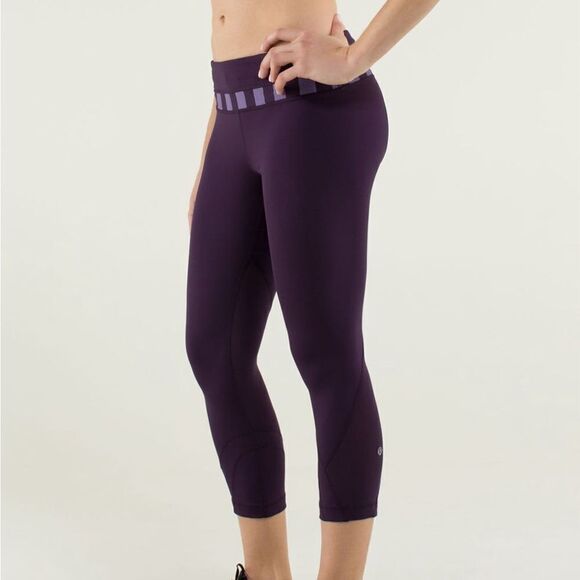 Lululemon Run: Inspire Crop II in Deep Zinfandel/Micro Macro Stripe - Picture 3 of 14